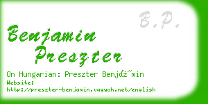 benjamin preszter business card